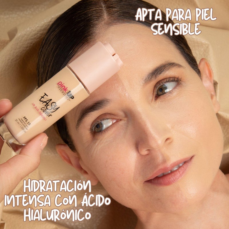 Pink Up | Easy Cover| Liquid Makeup | Medium coverage with SPF 15 | Water-based & alcohol-free | Makeup | Foundation | Lightweight texture | True Beige shade | Model PKEC400 - Image 3